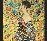 Gustav Klimt lady with fan I painting